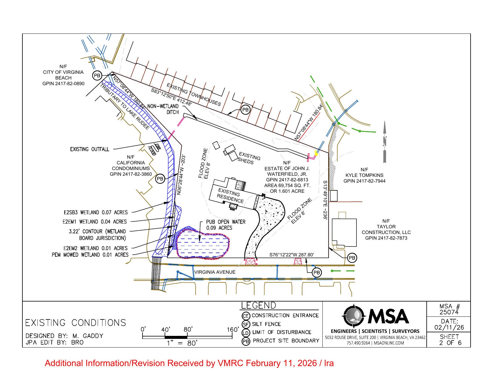 Existing conditions plan sheet for 1001 Virginia Avenue