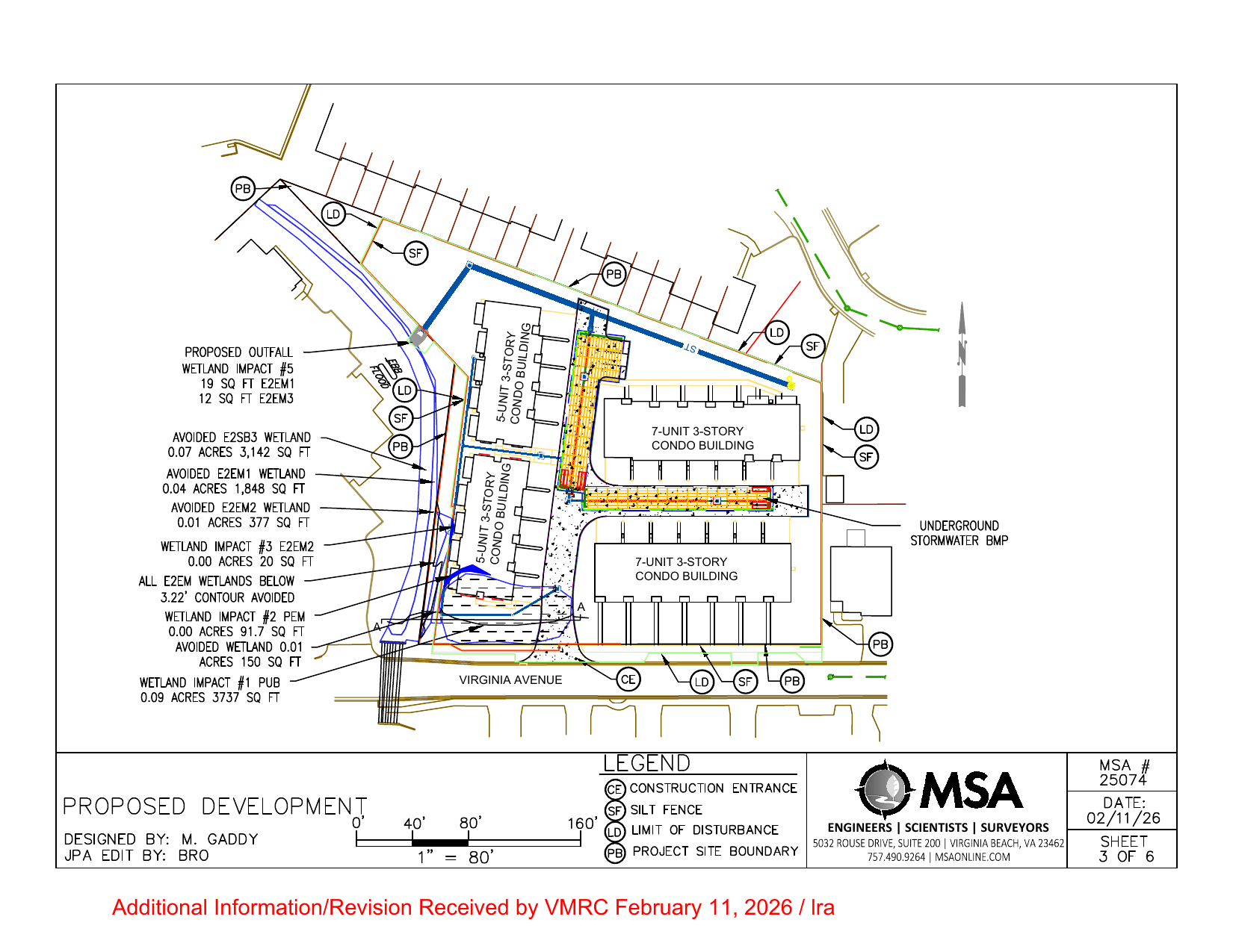 Proposed development plan sheet showing four condo buildings and internal drive